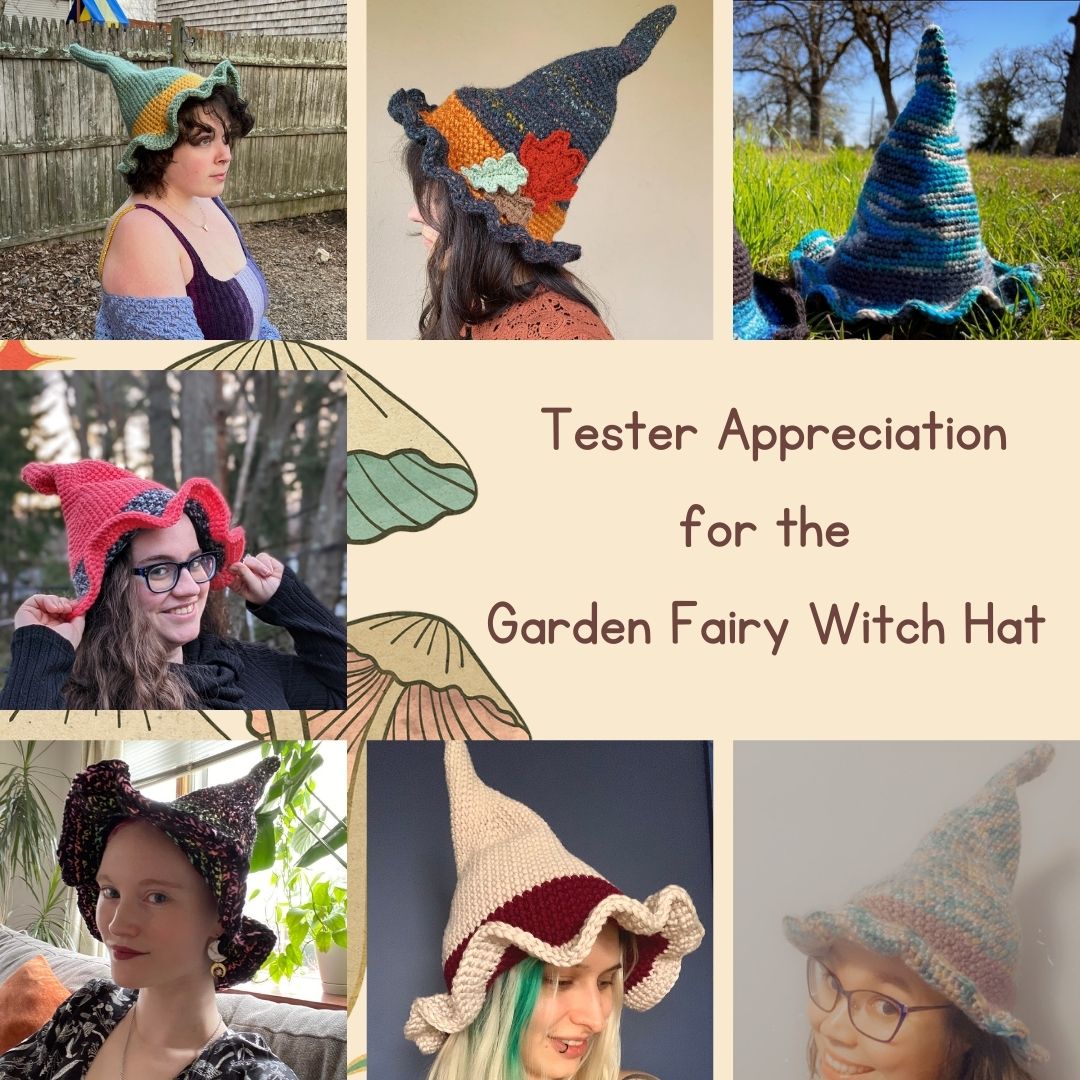 Garden Fairy Witch Hat Crochet Pattern